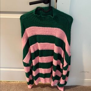 PrettyLittleThing Bold Striped Sweater in Green and Pink
